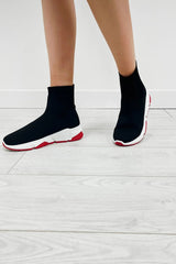Red Knit Slip-On Sock Trainer Sneakers with Sole Detail – Bella