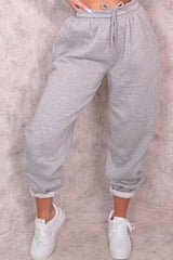 Grey Cuffed Joggers - Lizzie