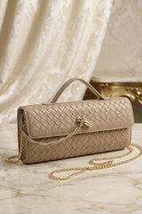Beige Woven Clutch Shoulder Bag - Sofia