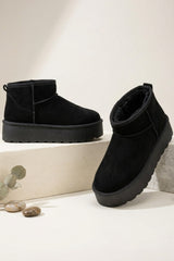 Black Faux Suede Platform Ankle Boots – Cone