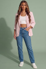 Pink Tailored Open Front Blazer-Roman