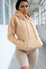 Stone Oversized Matching Drawstring Rib Cuff & Hem Pocket Hoodie - Melissa