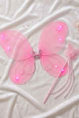 Pink Glitter Butterfly Wings & Wand Set - Fayen