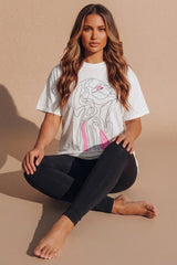 White Abstract Face Print Oversized T-Shirt Pack of 2 - Jynava