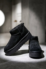 Black Faux Suede Platform Ankle Boots – Cone
