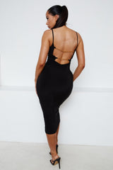 Black Chain Detail Strappy Bodycon Midi Dress - Penny