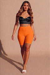 Orange With White 2 Pack High Waisted Cycling Shorts- Oyan