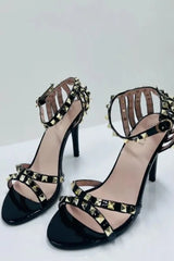 Black Studded Stiletto Heels - Willow