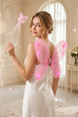Pink Glitter Butterfly Wings & Wand Set - Fayen