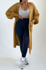 Mustard Knitted Long Sleeve Midi Cardigan - Georgia