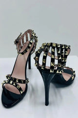 Black Studded Stiletto Heels - Willow