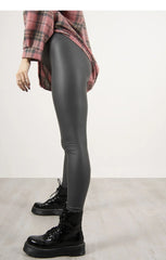 Charcoal Pu High Waisted Legging -  Nicki
