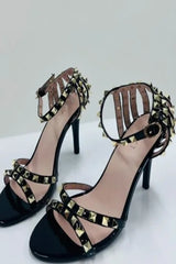 Black Studded Stiletto Heels - Willow