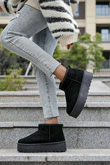 Black Faux Suede Platform Ankle Boots – Cone
