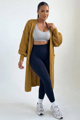 Mustard Knitted Long Sleeve Midi Cardigan - Georgia