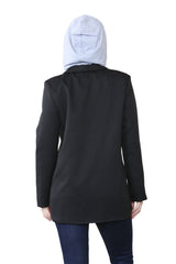 Black Hooded Insert Blazer- Senely