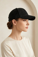 Black Suede Look Baseball Cap  - Folly