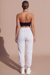 Black Slinky Spaghetti Strap Halterneck Crop Top - Carisella
