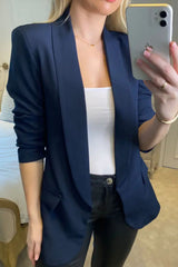 Navy Long Sleeve Pocket Blazer - Tenely