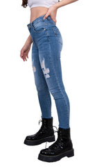 Light Acid Wash Straight Leg Ripped Jeans - Jocelyn