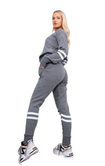 Charcoal Stripe Detail Knitted Loungewear Set – Mila