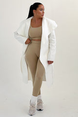 Off White Waterfall Duster Belted Long Coat - Pola