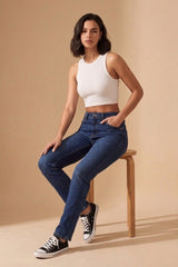 Mid Blue Wash Skinny Fit Jeans- Marcia