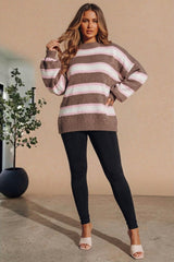 Pink & White Striped Oversized Knitted Jumper – Saffie