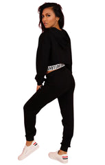 Black Love Crop Hoodie and Jogger Three Piece Set- Janey