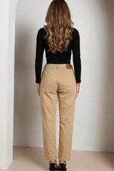 Beige High Waisted Skinny Soft Touch Skinny Jeans With Rip Detail  - Delilah