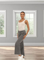 Grey Washed High Waisted Wide Leg Jeans – Kenzie