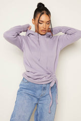 Mauve Fleece Oversized Long Sleeve Ruched Front Hoodie - Lana