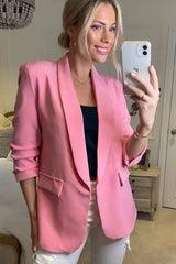 Pink Long Sleeve Pocket Blazer - Tenely