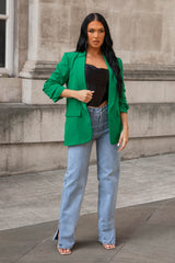 Green Long Sleeve Pocket Blazer - Tenely