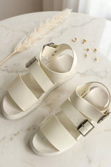 White Buckle Strap Gladiator Sandals - Estrella
