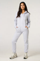 Grey Zip Front Hooded Onesie- Jesrey
