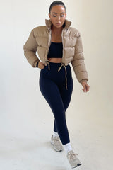 Stone High Neck Padded Cropped Puffer Jacket - Khlo