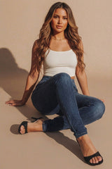 Blue High Waisted Bum Lift Skinny Jeans- Caina