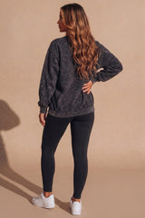 Charcoal Acid Wash London Graphic Oversized Sweatshirt - Eyecon