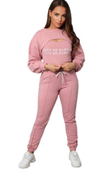 Pink 'Love Me Harder' Crop Top Three Piece Co-ord - Sammy