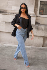 Black Long Sleeve Pocket Blazer - Tenely