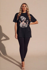 Beige And Black Graphic Oversized T-Shirt Pack Of 2 - Cixo