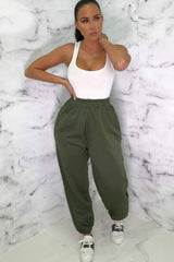 Khaki Cuffed Joggers - Lizzie