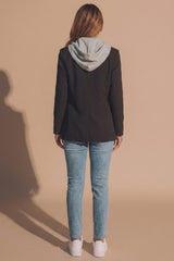 Black Hooded Insert Blazer- Senely