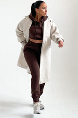 Cream Longline Cuffed Sleeve Waterfall Coat - Drea