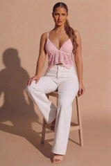 Pink Lace Handkerchief Hem Cami Top - Fynao