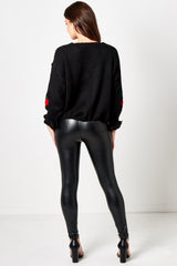 Black Cherry Print Knit Tie Front Cardigan- Misha