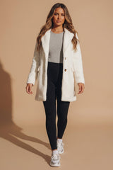 Cream Borg Teddy Button Coat - Fiorenza