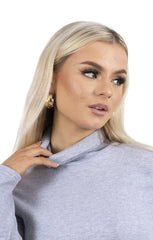 Grey Long Sleeve High Neck Ribbed Top – Orla