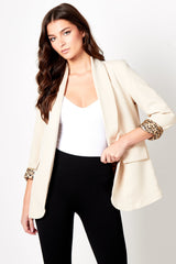 Beige Leopard Lined Blazer - Emma